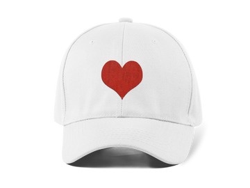 Kalp Nakışlı Beyaz Spor Unisex Şapka A+ Kalite Ürün