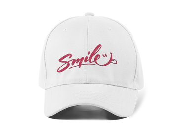 Smile Nakışlı Beyaz Spor Unisex Şapka A+ Kalite Ürün
