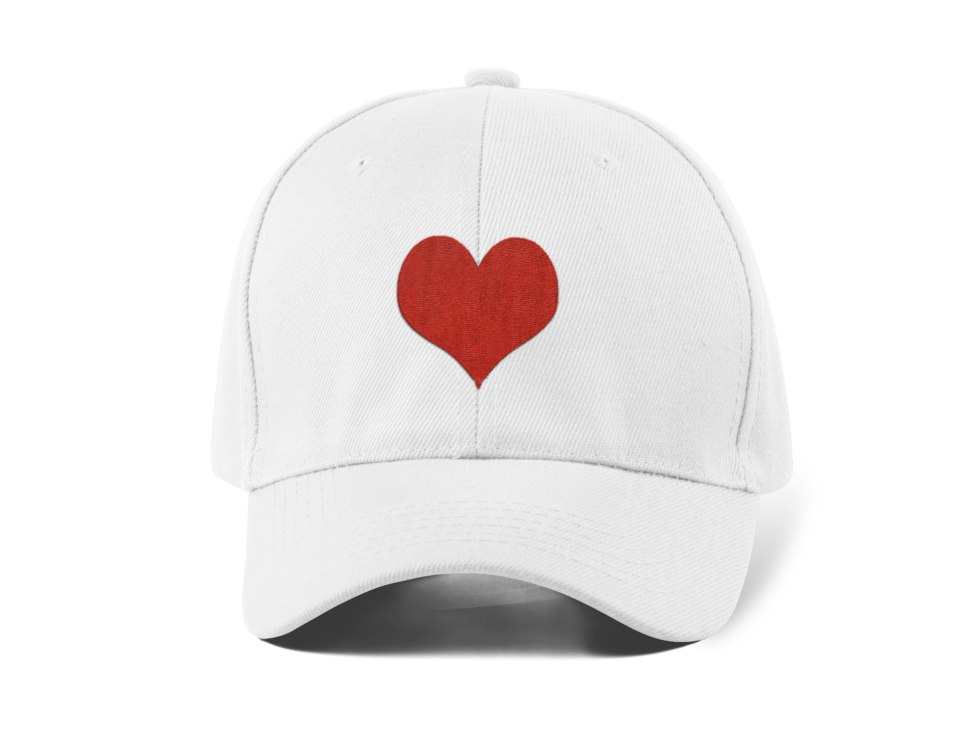 Kalp Nakışlı Beyaz Spor Unisex Şapka A+ Kalite Ürün